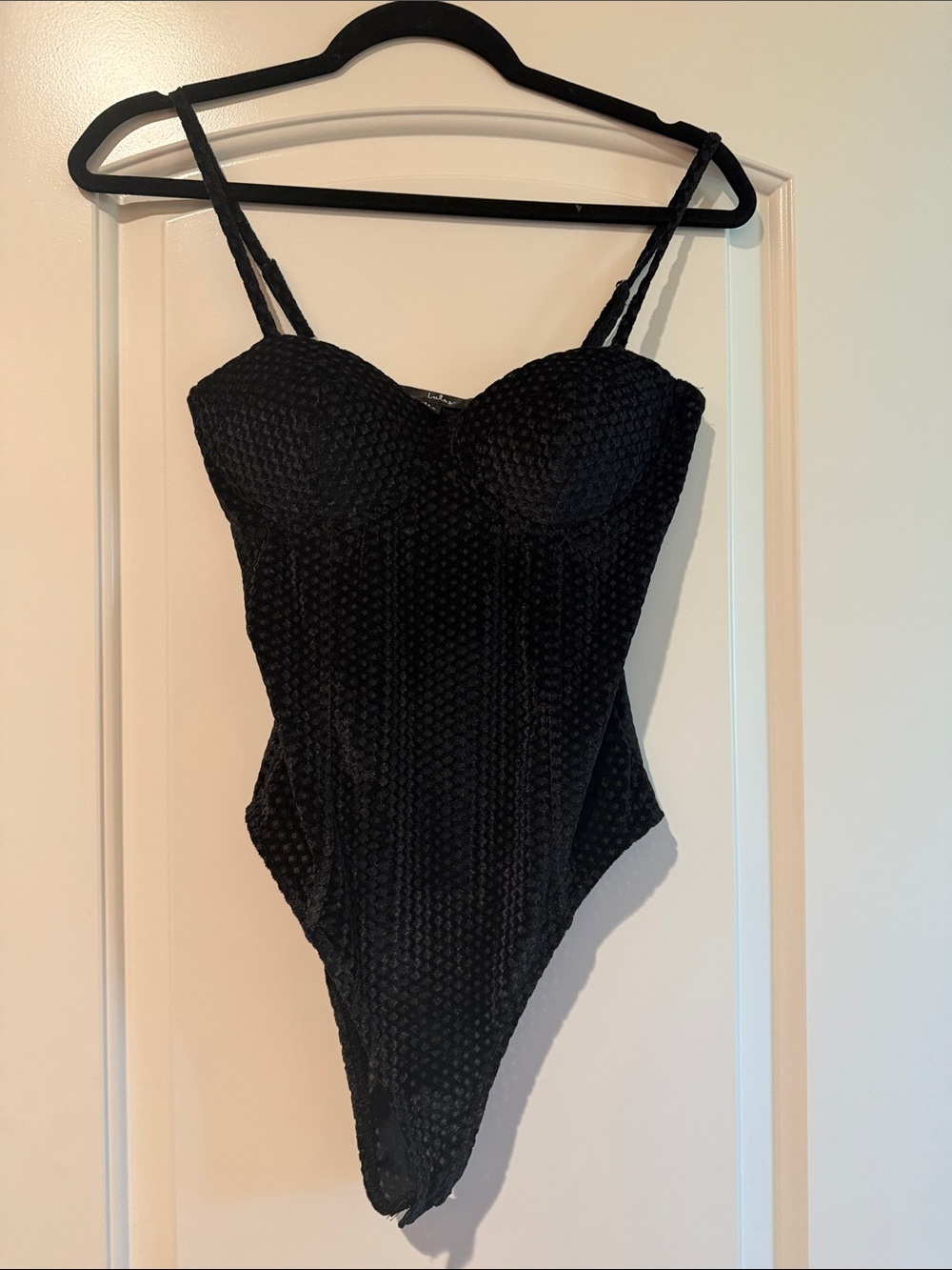 Lulu's Black Textured Bustier Bodysuit